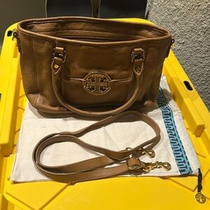 Tory Burch Amanda Brown Leather Mini Satchel
